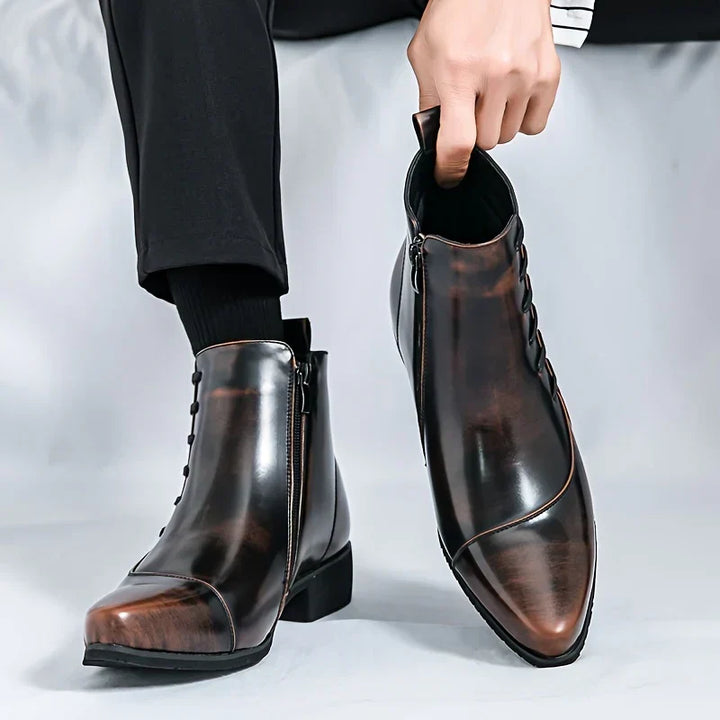 Zarvond | Homme Bottines Bout Carré Zippées - Brown - Image 3