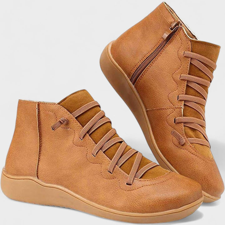 Zilvorne | Bottines Femme Lacets Croisés Zip Latéral - Red - Image 2