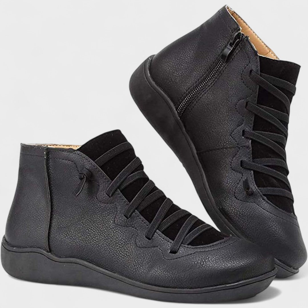 Zilvorne | Bottines Femme Lacets Croisés Zip Latéral - Red - Image 3