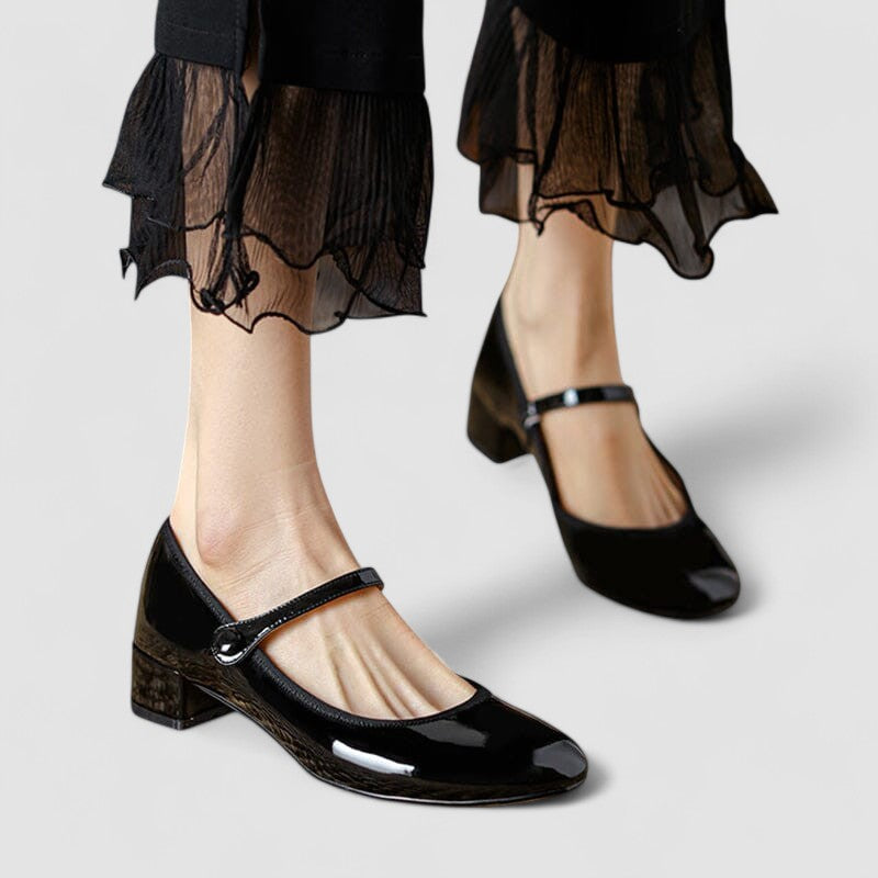 Zinnia | Women's Black Mary Jane Block Heel Shoes - Image 1