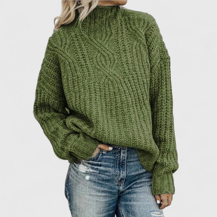 Zinnia | Women's Cable Knit Mock Turtleneck Sweater - Image 1