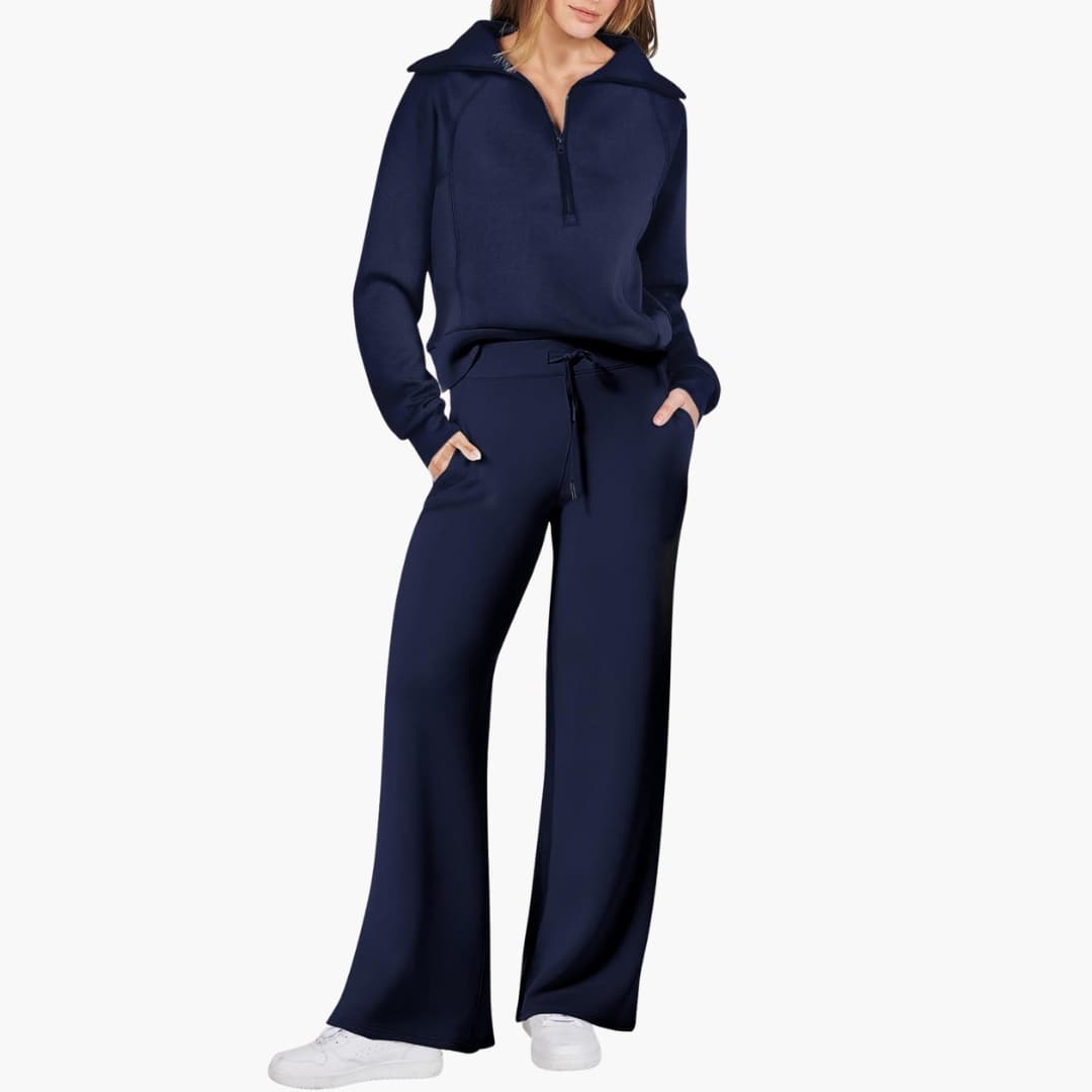 Zélavande | Ensemble Loungewear Femme Pantalon Large - Navy - Image 24