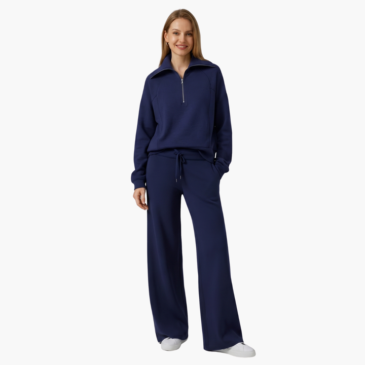 Zélavande | Ensemble Loungewear Femme Pantalon Large - Navy - Image 25