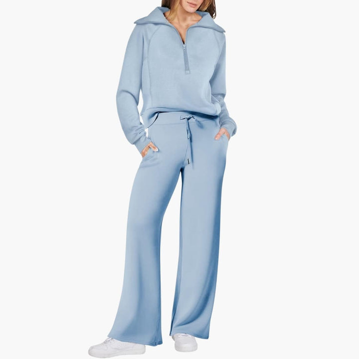 Zélavande | Ensemble Loungewear Femme Pantalon Large - Navy - Image 30