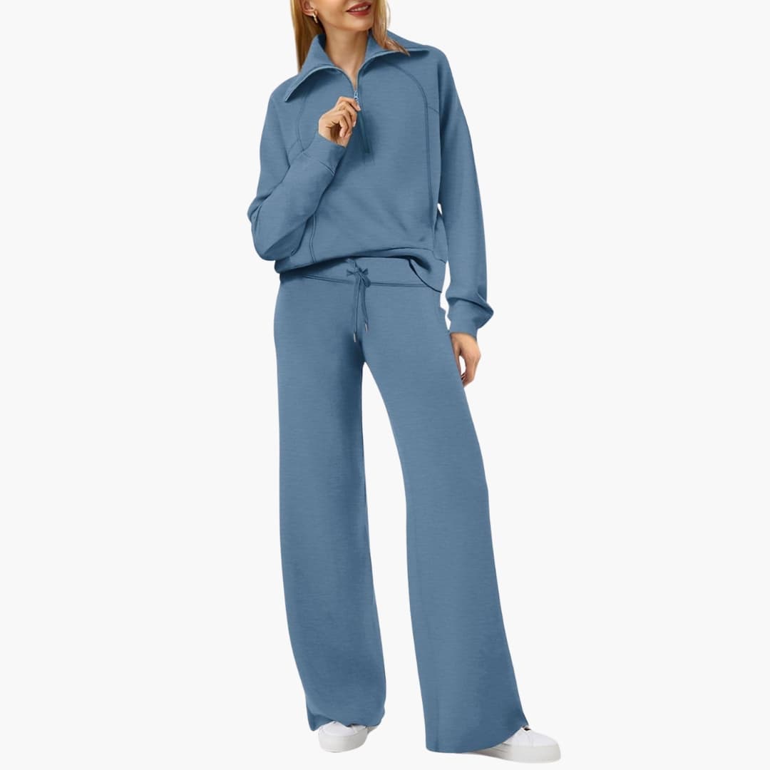 Zélavande | Ensemble Loungewear Femme Pantalon Large - Navy - Image 36