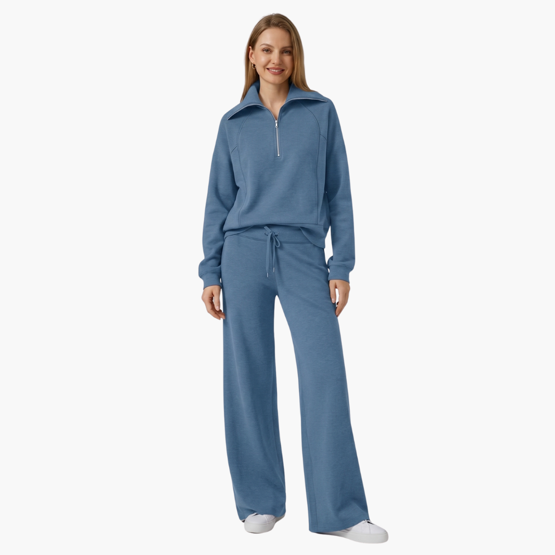 Zélavande | Ensemble Loungewear Femme Pantalon Large - Navy - Image 37