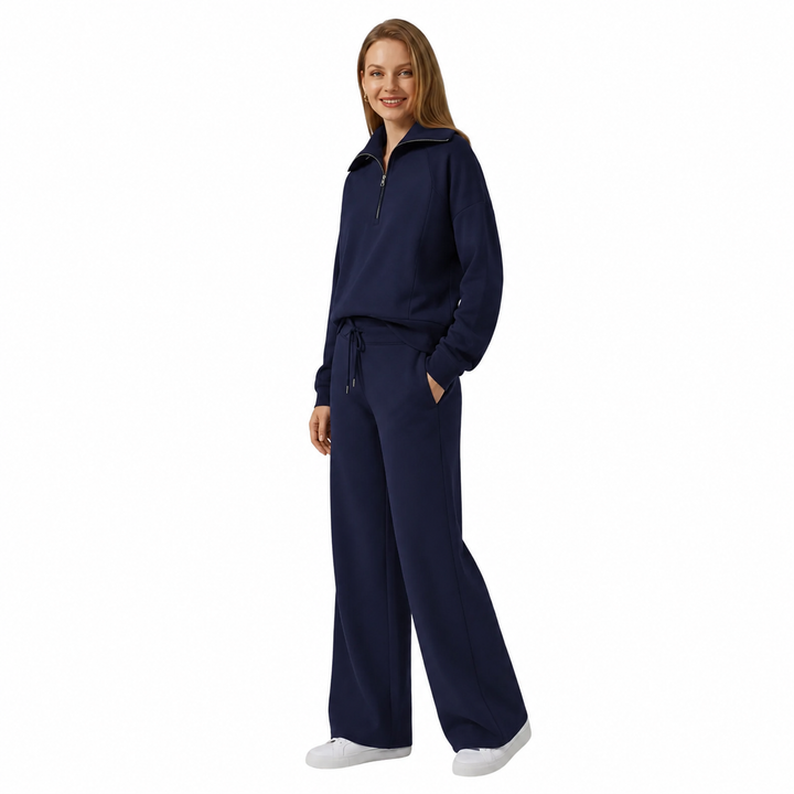 Zélavande | Ensemble Loungewear Femme Pantalon Large - Navy - Image 5