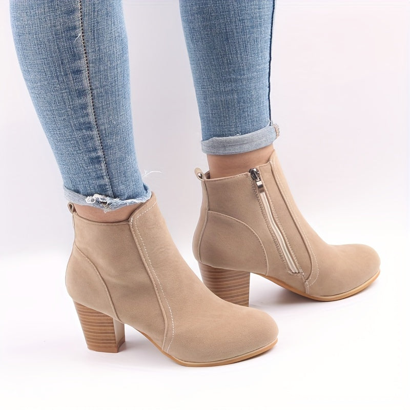 Zélavorn | Femme Bottines Talon Carré Zip Latéral - Image 1
