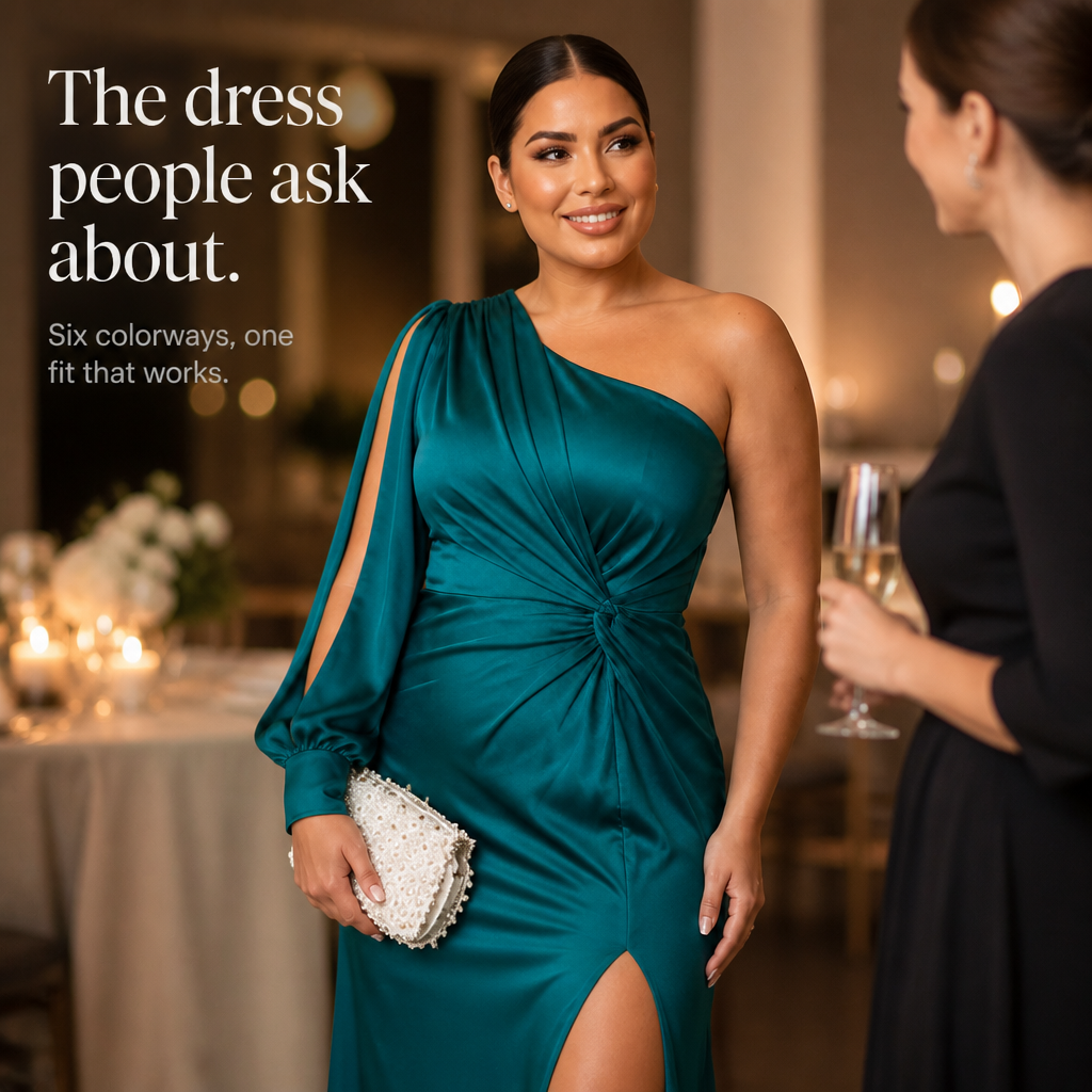 Zéliane | Femme Robe de Soirée Longue Épaule Asymétrique - Teal - Image 10