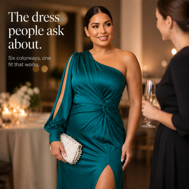 Zéliane | Femme Robe de Soirée Longue Épaule Asymétrique - Teal - Image 10