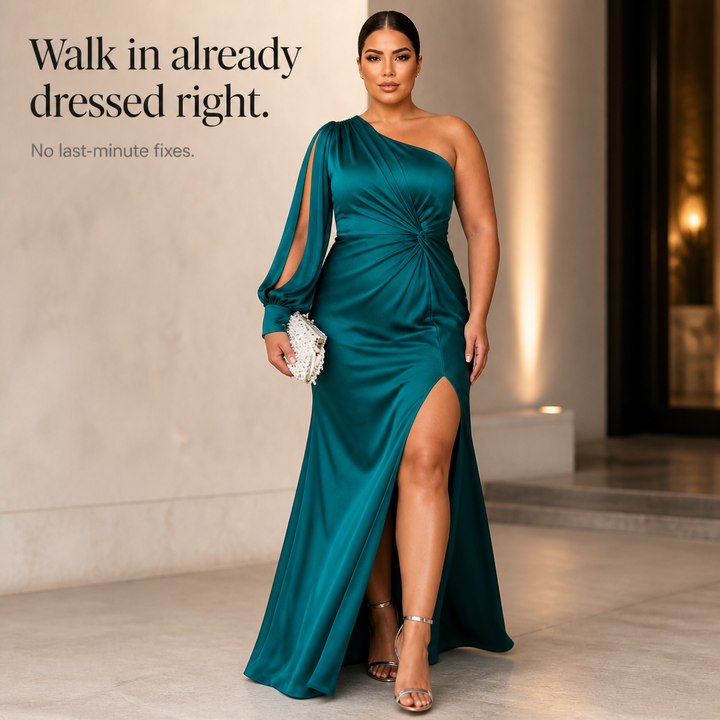 Zéliane | Femme Robe de Soirée Longue Épaule Asymétrique - Teal - Image 8