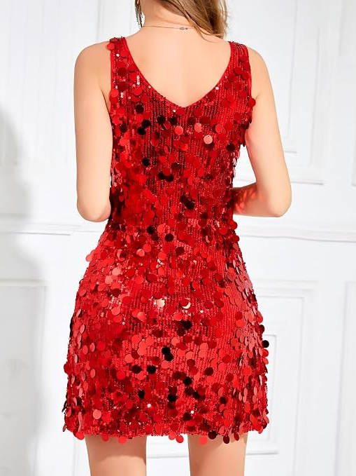 Zélivane | Femme Robe de Soirée Paillettes Mini - Red - Image 2