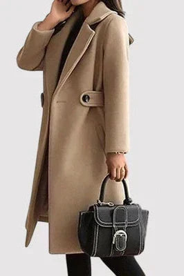 Zélivane | Manteau Long Femme Ceinturé Hiver - Camel - Image 3