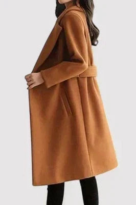 Zélivane | Manteau Long Femme Ceinturé Hiver - Camel - Image 4