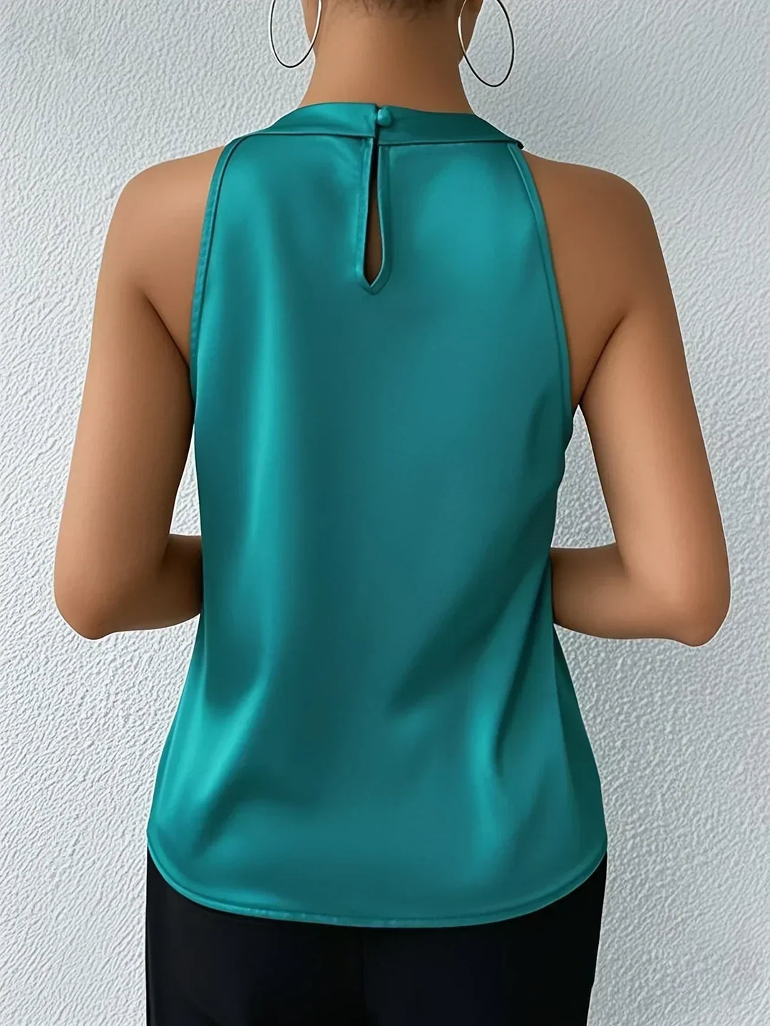 Zélvane | Femme Blouse Sans Manches Col Licou - White - Image 10