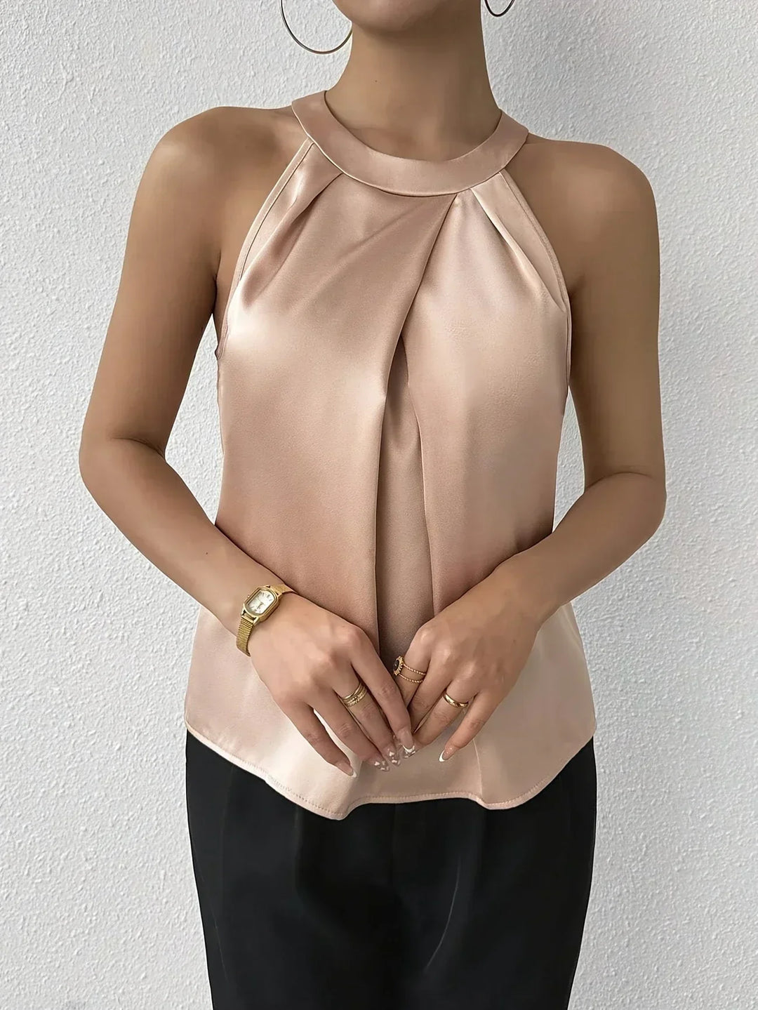 Zélvane | Femme Blouse Sans Manches Col Licou - White - Image 14