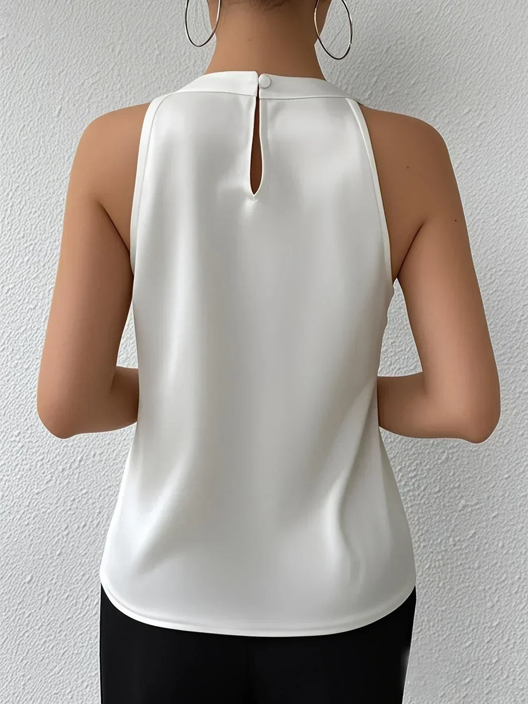 Zélvane | Femme Blouse Sans Manches Col Licou - White - Image 5