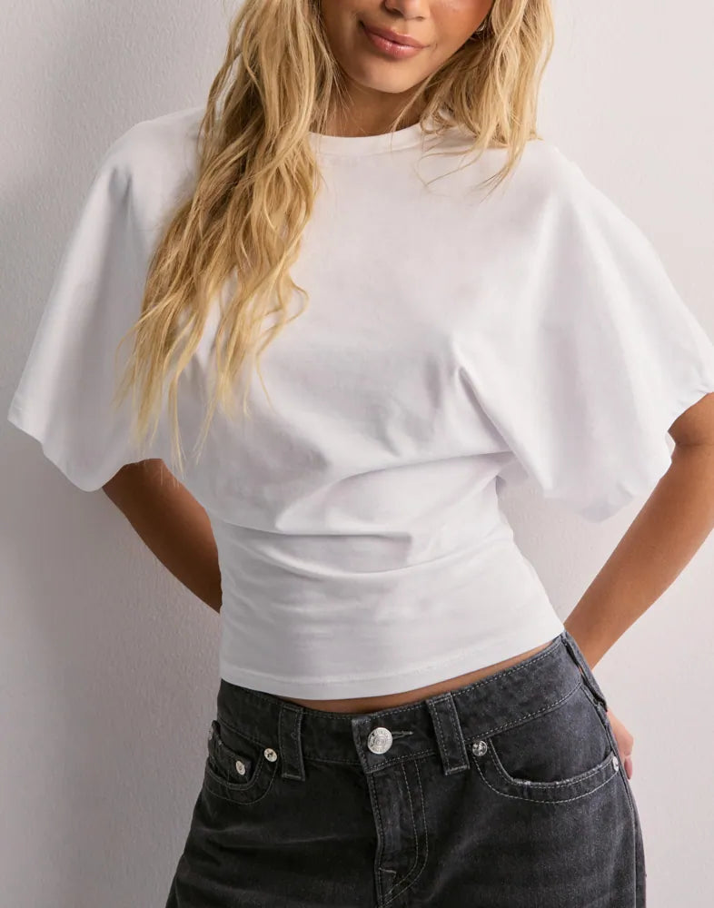 Zola | Women's Wide Sleeve Crew Neck Crop Top - Image 2