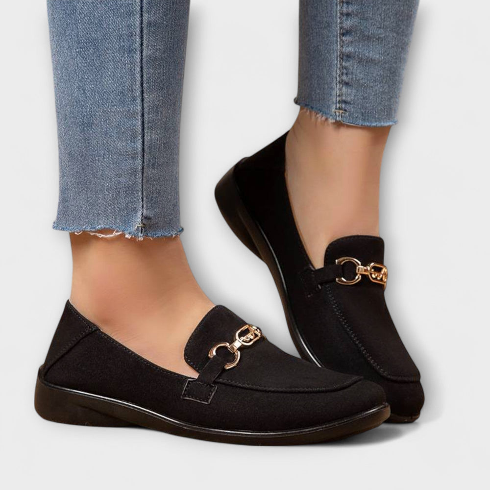 Zolvaine | Femme Mocassins Slip-On Détail Doré - Navy - Image 2