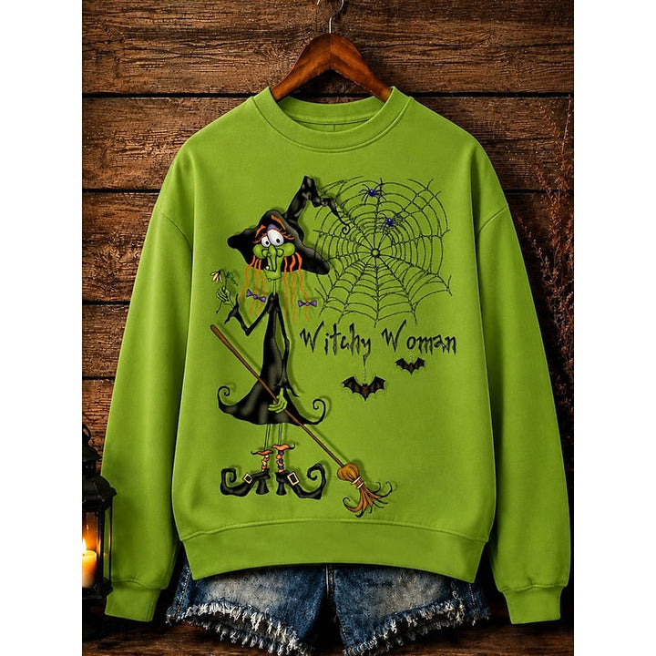 Zolvire | Sweat Halloween Femme Imprimé Sorcière - Green - Image 1