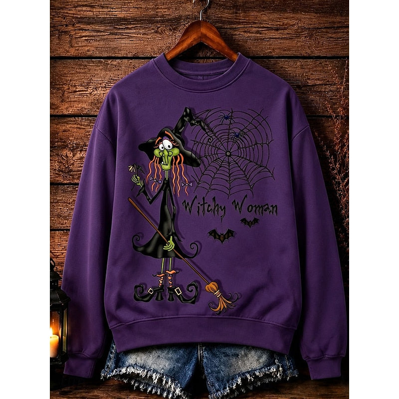 Zolvire | Sweat Halloween Femme Imprimé Sorcière - Green - Image 3