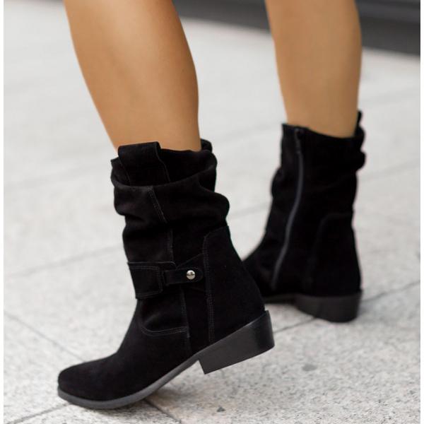 Zéphyrine | Femme Bottines Slouch Talon Bloc Suédine - Beige - Image 13