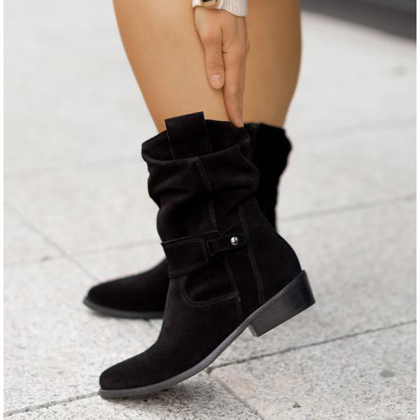 Zéphyrine | Femme Bottines Slouch Talon Bloc Suédine - Beige - Image 14