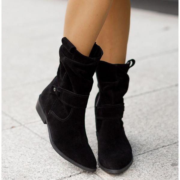 Zéphyrine | Femme Bottines Slouch Talon Bloc Suédine - Beige - Image 15